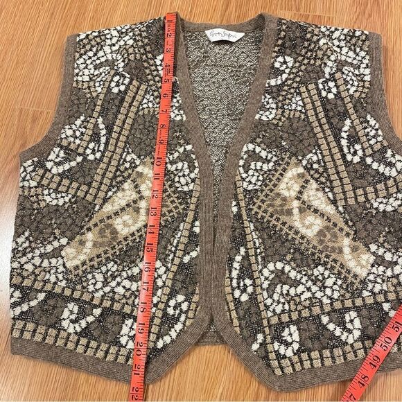 Vintage Made in France Mosaic Wool Vest Brown - Picture 12 of 13